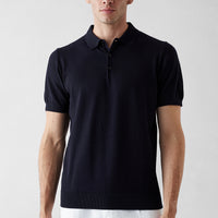 Koyu Lacivert Regular Fit Düğmeli Polo Yaka Örme Tişört
