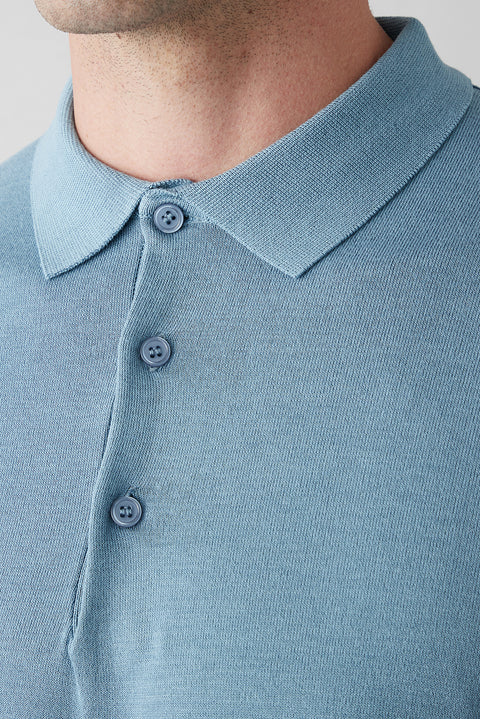 Light Blue Regular Fit Polo Collar Knit T-shirt