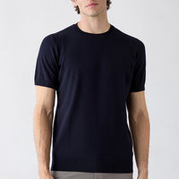 Dark Navy Regular Fit Crew Neck Knit T-shirt