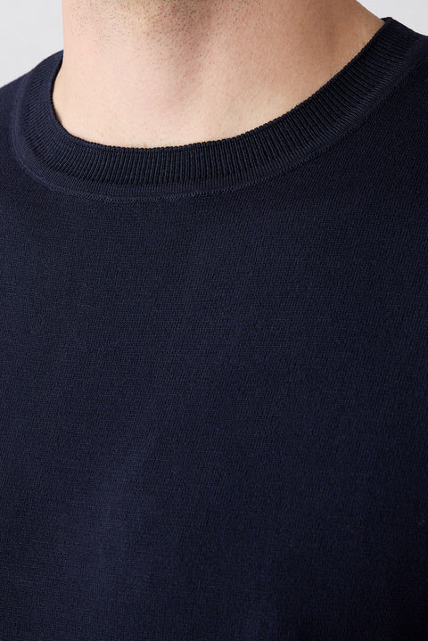 Dark Navy Regular Fit Crew Neck Knit T-shirt