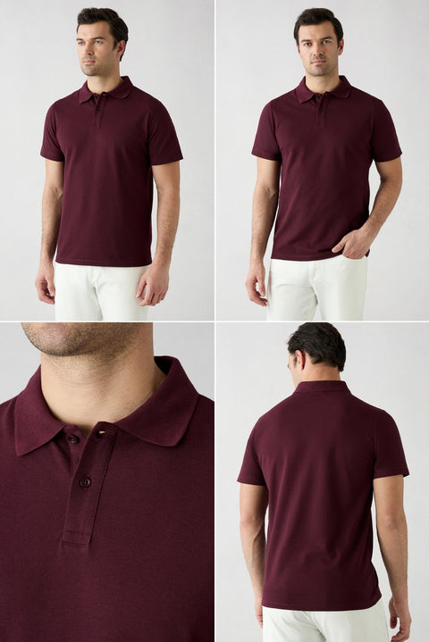 250 Regular Fit Cotton Plain Polo Shirt Set of 2