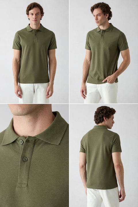 E40 Regular Fit Cotton Plain Polo Shirt Set of 2