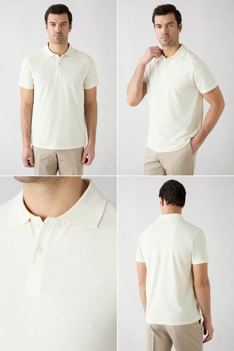 E40 Regular Fit Cotton Plain Polo Shirt Set of 2