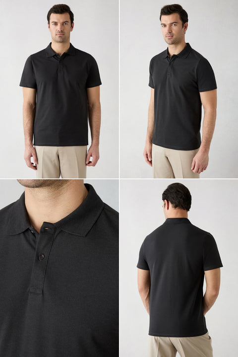 F30 Regular Fit Cotton Plain Polo Shirt Set of 2