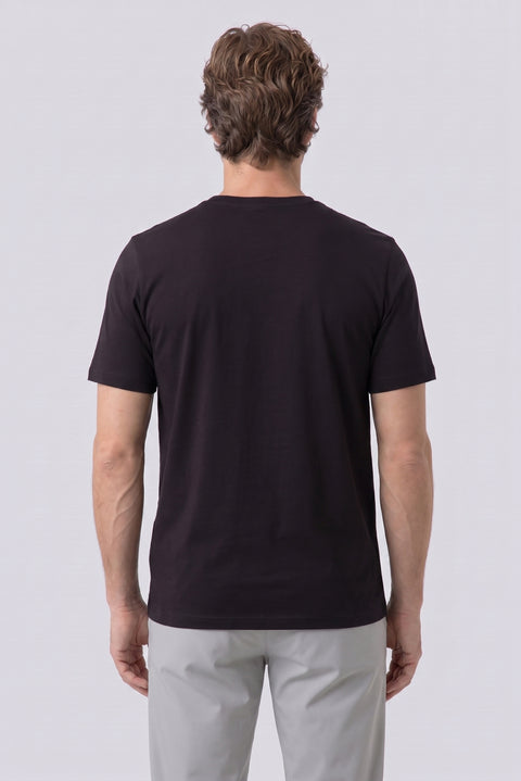 Black and White Crew Neck Regular Fit 100% Cotton Printed - Plain 2-Pack T-Shirt Set