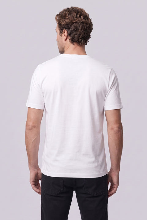 Black and White Crew Neck Regular Fit 100% Cotton Printed - Plain 2-Pack T-Shirt Set