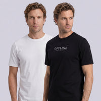 191 Crew Neck Regular Fit 100% Cotton Printed - Plain 2-Pack T-Shirt Set