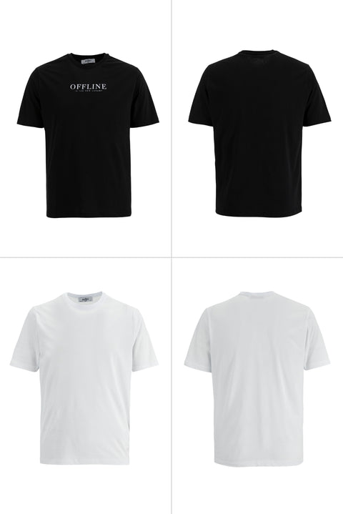 191 Crew Neck Regular Fit 100% Cotton Printed - Plain 2-Pack T-Shirt Set