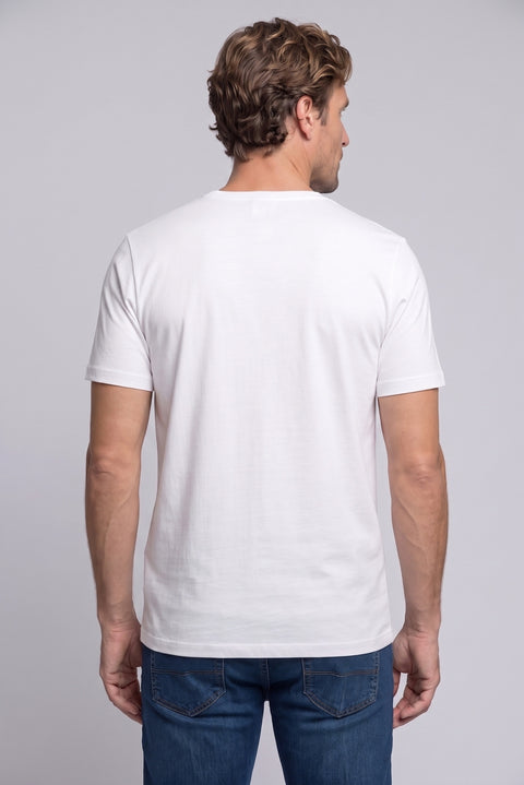 Navy Blue-White Crew Neck Regular Fit 100% Cotton Printed - Plain 2-Pack T-Shirt Set