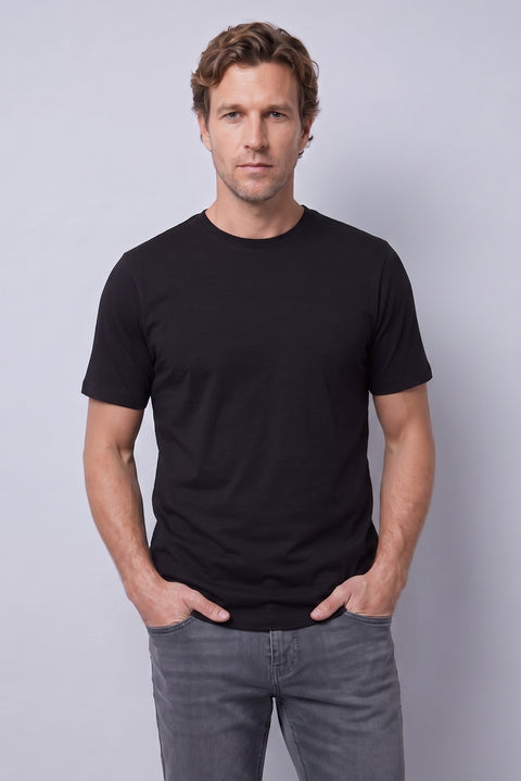 White-Black Crew Neck Regular Fit 100% Cotton Printed - Plain 2-Pack T-Shirt Set