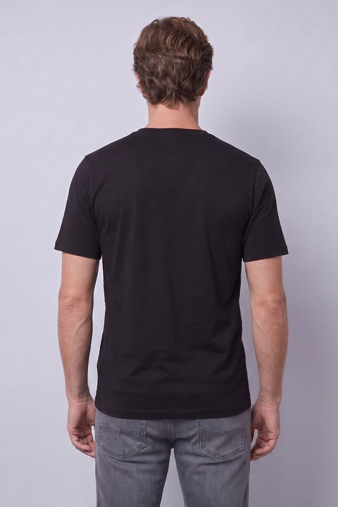 White-Black Crew Neck Regular Fit 100% Cotton Printed - Plain 2-Pack T-Shirt Set