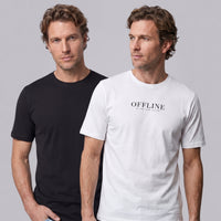 Off-White-Black Crew Neck Regular Fit 100% Cotton Printed - Plain 2-Pack T-Shirt Set