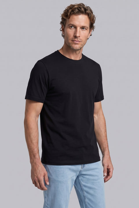Off-White-Black Crew Neck Regular Fit 100% Cotton Printed - Plain 2-Pack T-Shirt Set