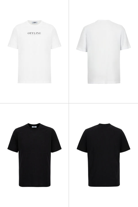 Off-White-Black Crew Neck Regular Fit 100% Cotton Printed - Plain 2-Pack T-Shirt Set