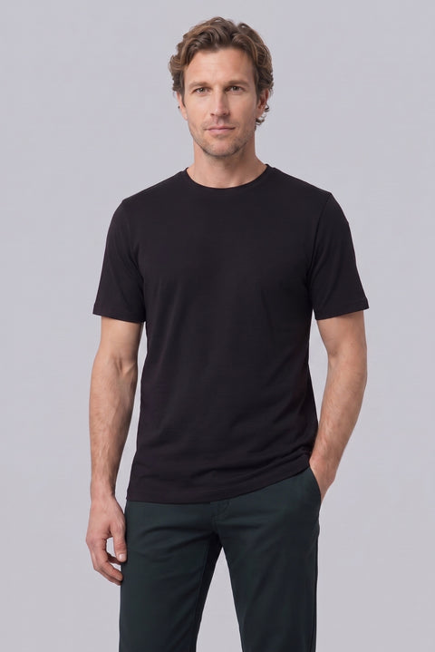 Dark Anthracite-Black Crew Neck Regular Fit 100% Cotton Printed - Plain 2-Pack T-shirt Set