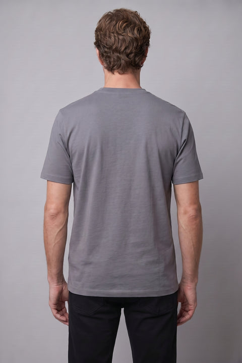 Dark Anthracite-Black Crew Neck Regular Fit 100% Cotton Printed - Plain 2-Pack T-shirt Set