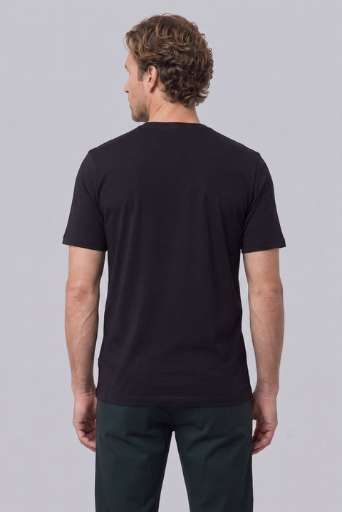 Dark Anthracite-Black Crew Neck Regular Fit 100% Cotton Printed - Plain 2-Pack T-shirt Set