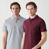 250 Regular Fit Cotton Pocketed Plain Polo Collar 2-Pack T-shirts
