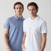 940 Regular Fit Cotton Pocketed Plain Polo Collar 2-Pack T-shirts