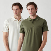E40 Regular Fit Cotton Pocketed Plain Polo Collar 2-Pack T-shirt