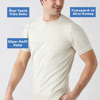 Stone Crew Neck Regular Fit Ribbed Knitted T-Shirt