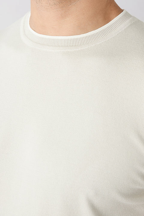 Stone Crew Neck Regular Fit Ribbed Knitted T-Shirt