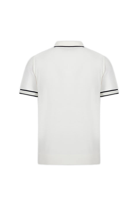 Off-White Regular Fit Striped Detail Polo Neck Knitted T-Shirt