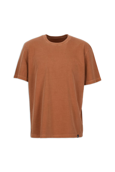 Medium Orange Crew Neck Regular Fit Breathable Cotton Washed T-Shirt