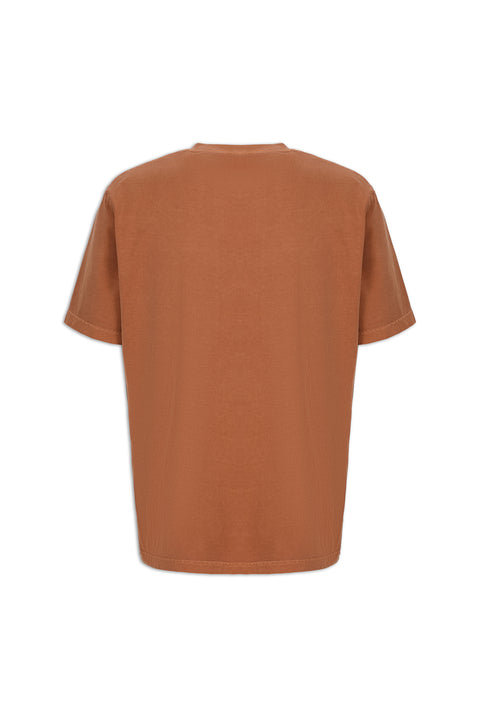 Medium Orange Crew Neck Regular Fit Breathable Cotton Washed T-Shirt