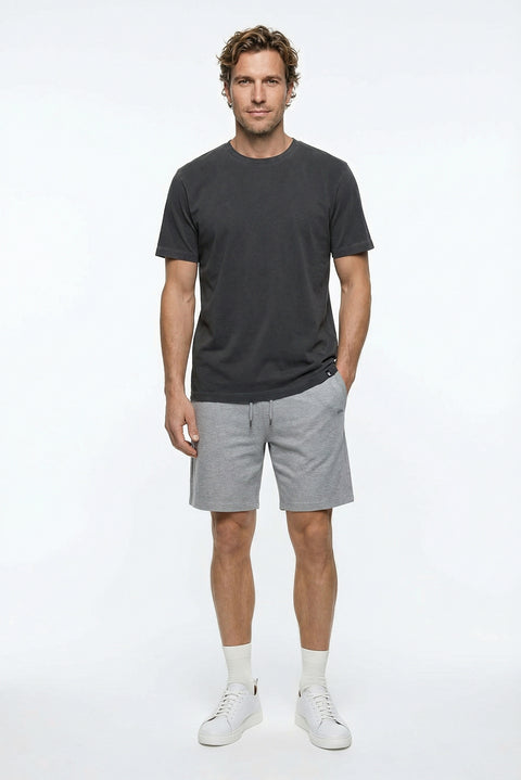 Dark Anthracite Crew Neck Regular Fit Breathable Washed Cotton T-Shirt