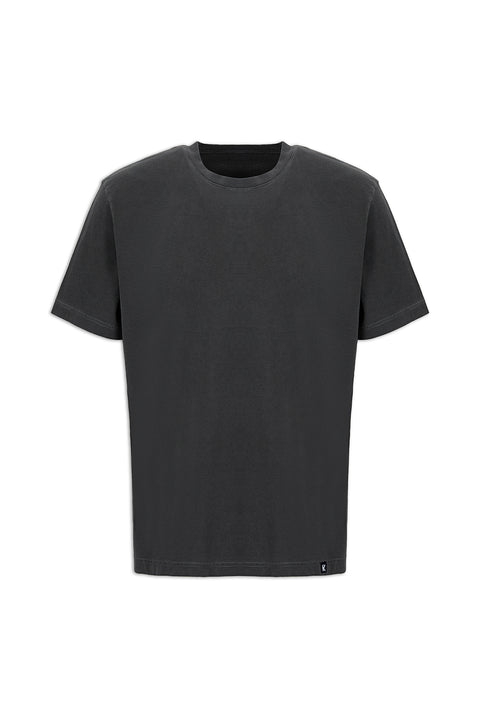 Dark Anthracite Crew Neck Regular Fit Breathable Washed Cotton T-Shirt