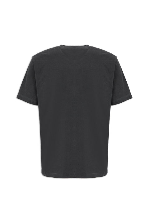 Dark Anthracite Crew Neck Regular Fit Breathable Washed Cotton T-Shirt