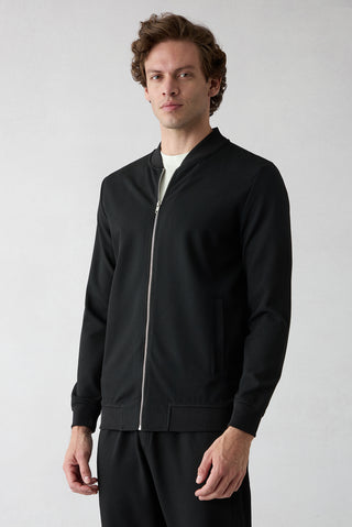  Siyah Fermuarlı Esnek Bomber Sweat Hırka