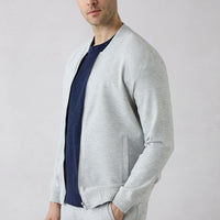 Light Grey Marl Zippered Stretchy Bomber Sweat Cardigan