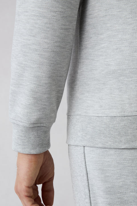 Light Grey Marl Zippered Stretchy Bomber Sweat Cardigan