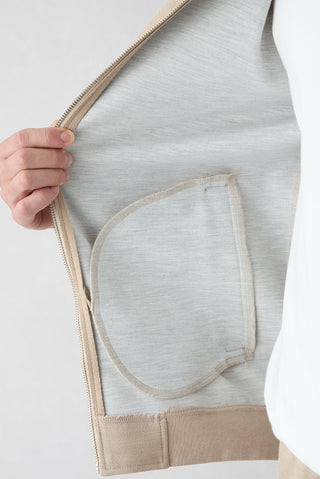  Açık Bej Fermuarlı Esnek Bomber Sweat Hırka