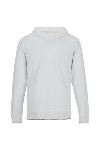  Beyaz Regular Fit Kapüşonlu Fermuarlı Cepli Sweatshirt Hırka