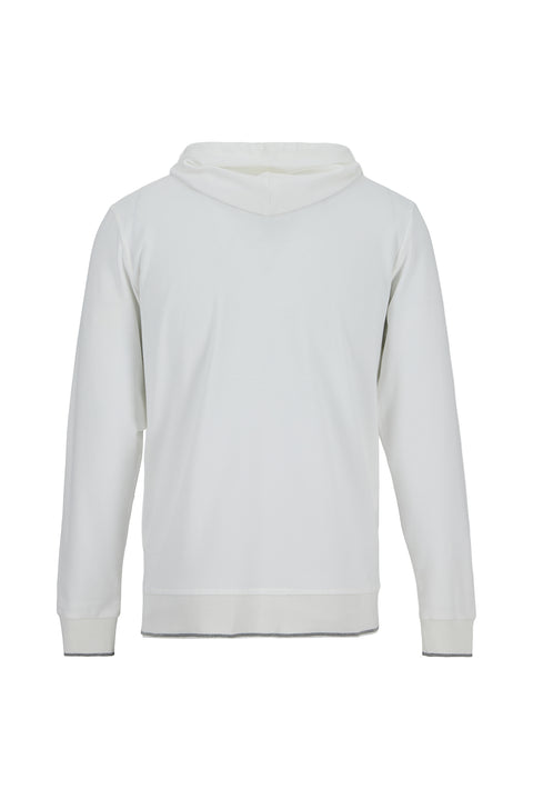 Beyaz Regular Fit Kapüşonlu Fermuarlı Cepli Sweatshirt Hırka