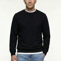 Black Crew Neck Regular Fit Cotton Basic Sweatshirt