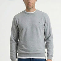 Medium Grey Melange Crew Neck Regular Fit Cotton Basic Sweatshirt