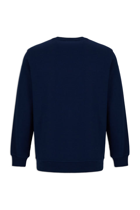 Koyu Lacivert Bisiklet Yaka Regular Fit Pamuklu Basic Sweatshirt