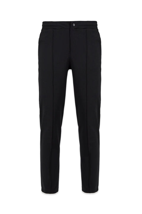 Black Regular Fit Lycra Plain Sweatpants with Drawstring Elastic Waist