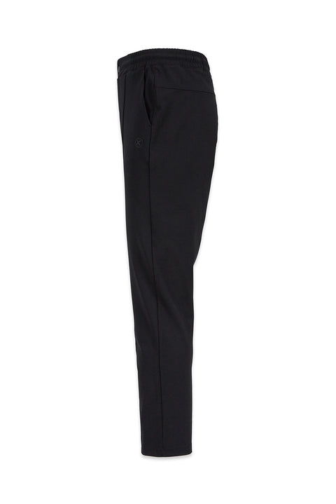 Black Regular Fit Lycra Plain Sweatpants with Drawstring Elastic Waist