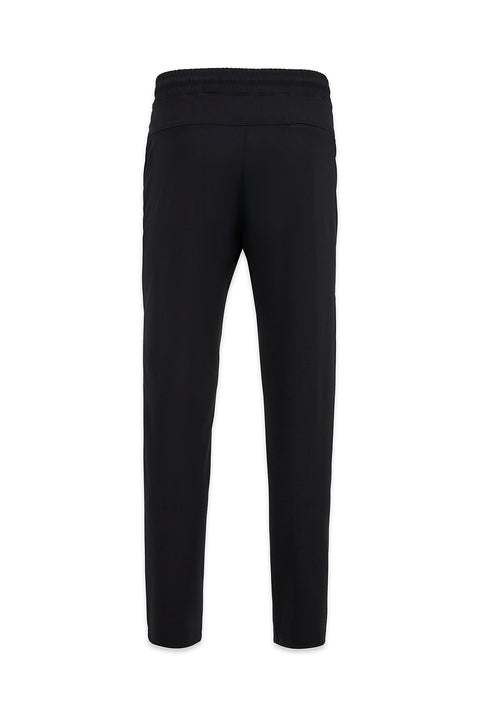 Black Regular Fit Lycra Plain Sweatpants with Drawstring Elastic Waist