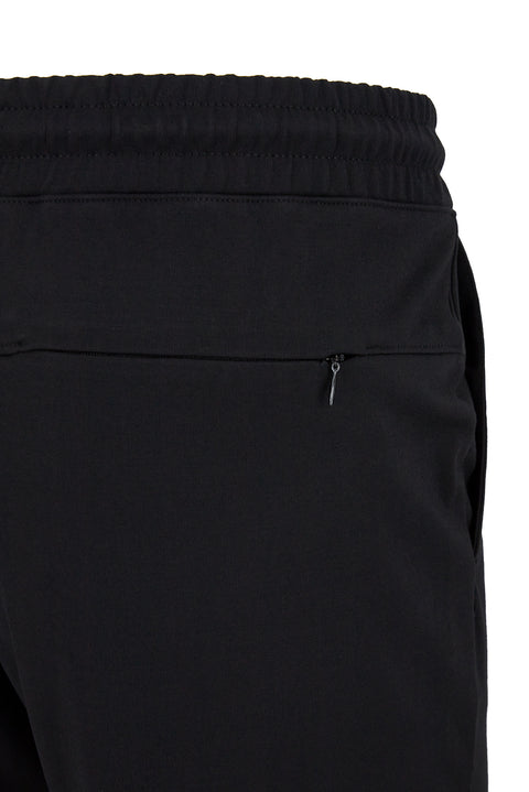 Black Regular Fit Lycra Plain Sweatpants with Drawstring Elastic Waist