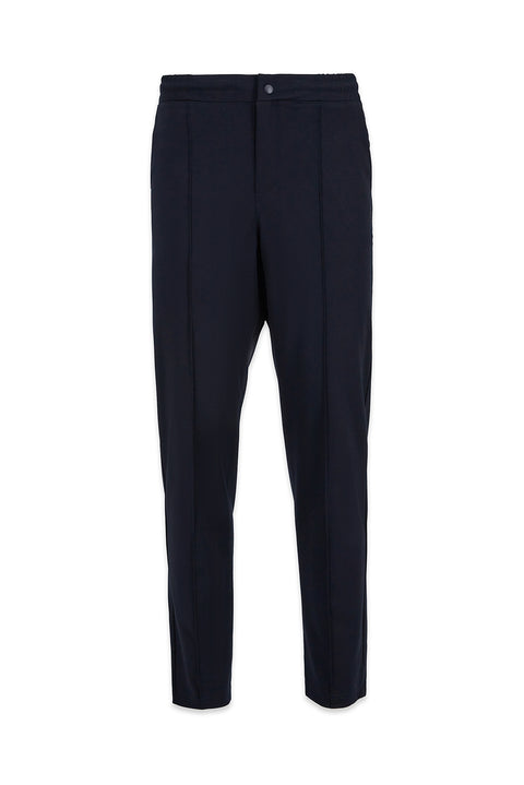 Dark Navy Regular Fit Lycra Plain Sweatpants with Drawstring Elastic Waist