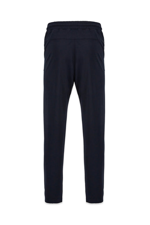 Dark Navy Regular Fit Lycra Plain Sweatpants with Drawstring Elastic Waist