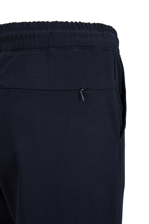 Dark Navy Regular Fit Lycra Plain Sweatpants with Drawstring Elastic Waist