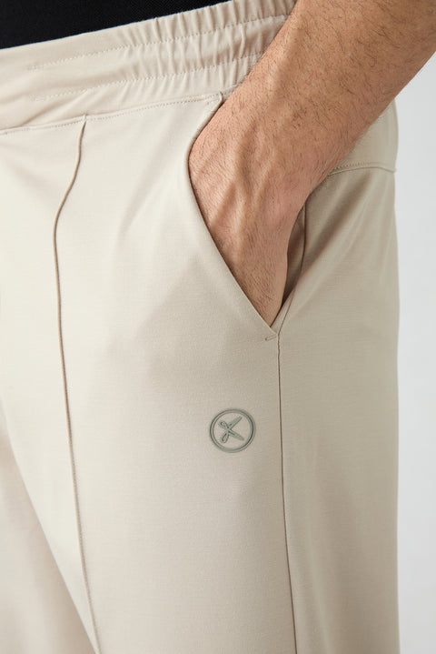 Açık Bej Techno-Line Cepli Likralı Esnek Beli Lastikli İpli Sweatpant / Eşofman Altı