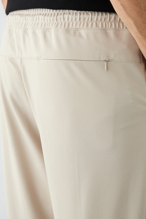 Açık Bej Techno-Line Cepli Likralı Esnek Beli Lastikli İpli Sweatpant / Eşofman Altı